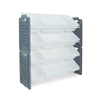 UNiPLAY Toy Organizer With Removable Storage Bins, Multi-Bin Organizer for Books, Building Blocks, School Materials, Toys with Baseplate Board Frame
