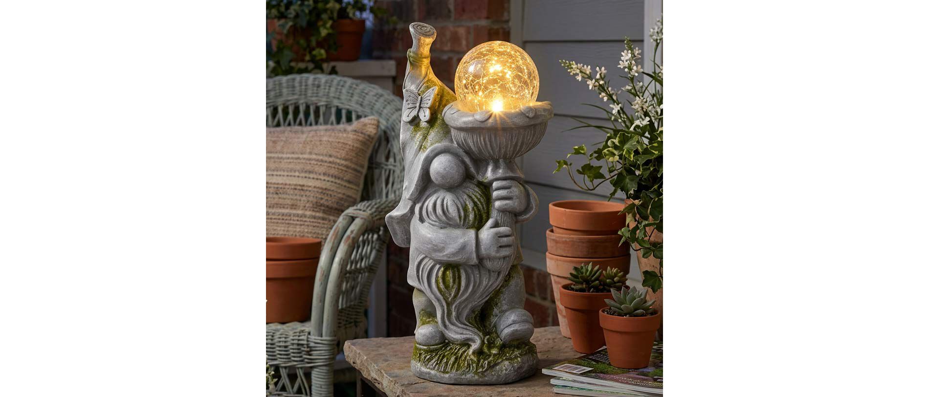 The Lakeside Collection Solar Gnome Garden Statue -