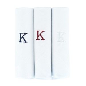 Umo Lorenzo Men's Cotton Boxed Initial Alphabet Handkerchiefs (Pack of 3) - 1 of 4