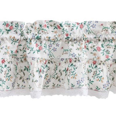 White Sheer Cotton Polyester Lace Rod Pocket Window Tier