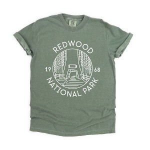 Simply Sage Market Women's Redwood National Park Short Sleeve Garment Dyed Tee - 1 of 4