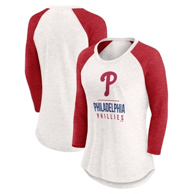 MLB Philadelphia Phillies Women's White 3/4 Sleeve Fashion T-Shirt