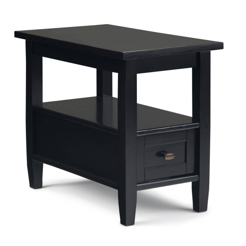 Photos - Coffee Table 14" Norfolk Narrow Side Table Black - WyndenHall: Storage Drawer, Open She