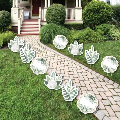 Big Dot of Happiness Boho Botanical - Lawn Decorations - Outdoor Greenery Party Yard Decorations - 10 Piece