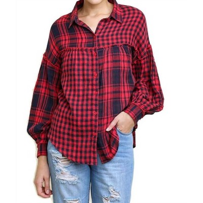 Women's Plaid & Checkered Button Up Top - umgee