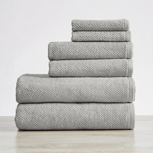 Cotton Two-Toned Reversible Quick Dry Bath Towel Set (6 Piece Set, Grey /  Charcoal) - Great Bay Home