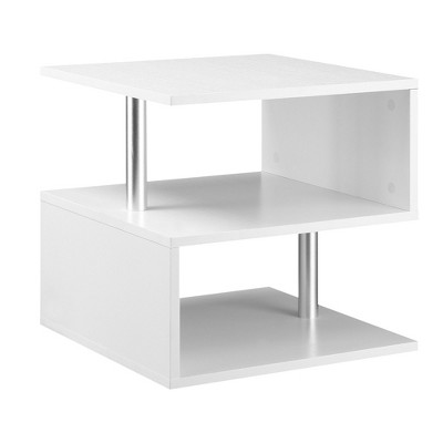 NicBex 20 Inch S-Shaped Coffee Table with Storage Shelf and Steel Poles for Living Room,Bedroom