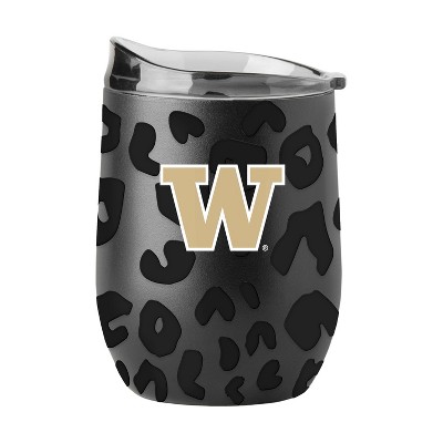 NCAA Washington Huskies 16oz Black Leopard Stainless Steel Wine Tumbler