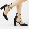 Allegra K Women's Pointed Toe Chunky Heels Lace Up Sandals Pumps - 2 of 4