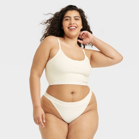 Women's Plush Ribbed Bra And Underwear Set - Colsie™ White 2x : Target