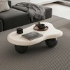 CAVINAS Coffee Tables for Living Room 39.37" Modern Cloud Shaped Coffee Table Curved Profile Design Coffee Table with Cylindrical Legs - 4 of 4