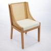 Racxily Rattan Dining Chair, Solid Wood Frame with Linen Upholstered Seat & Armrests for Kitchen & Dining Room - 2 of 4
