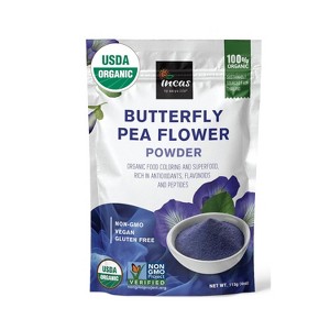 INCAS 100% USDA Organic Butterfly Pea Flower Powder - 4 Ounce | Organic Blue Matcha Tea - 1 of 4