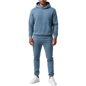 Galaxy Essentials Men’s Relaxed Fit  Heavyweight Fleece Pullover Hoodie & Sweatpants Jogging Set - 1 of 3