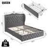WhizMax Full/Queen/King Size Bed Frame with 4 Storage Drawers and Charging Station, Velvet Platform Bed with Tall Headboard and Storage Shelf - 2 of 4