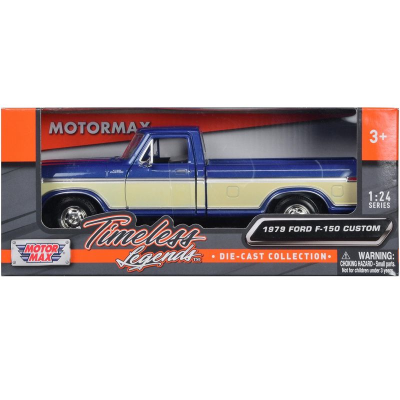 1979 Ford F-150 Pickup Truck 2 Tone Blue/Cream 1/24 Diecast Model Car by Motormax, 3 of 4