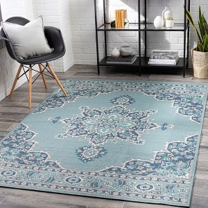 Hauteloom Orla Pale Blue Medallion Area Rug - 1 of 4