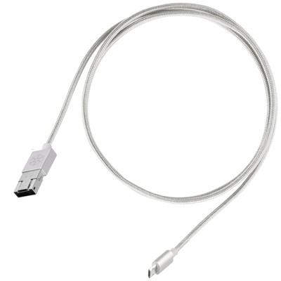 SilverStone Technology  2 in 1 Micro-USB combo USB-A to Micro-B cable 1 meter(3.3ft) OTG function with Nylon Braided and aluminum shell Silver