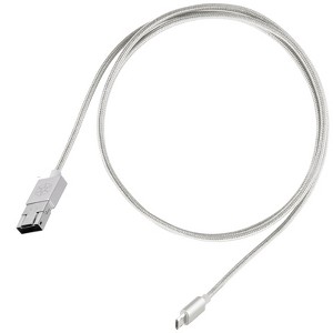 SilverStone Technology  2 in 1 Micro-USB combo USB-A to Micro-B cable 1 meter(3.3ft) OTG function with Nylon Braided and aluminum shell Silver - 1 of 4