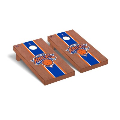 NBA New York Knicks Premium Cornhole Board Rosewood Stained Stripe Version