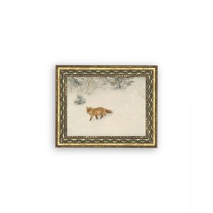 Petal Lane 10"x8" Fox In Winter Fancy Brass Framed Art - 1 of 3
