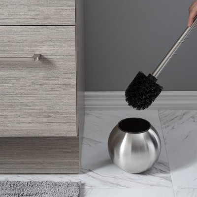 Stainless Steel Globe Design Toilet Brush and Holder