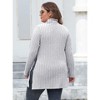 Coolmee Women Plus Size High Neck Long Sleeve Slim-Fit Striped Slit Midi Tops - 4 of 4