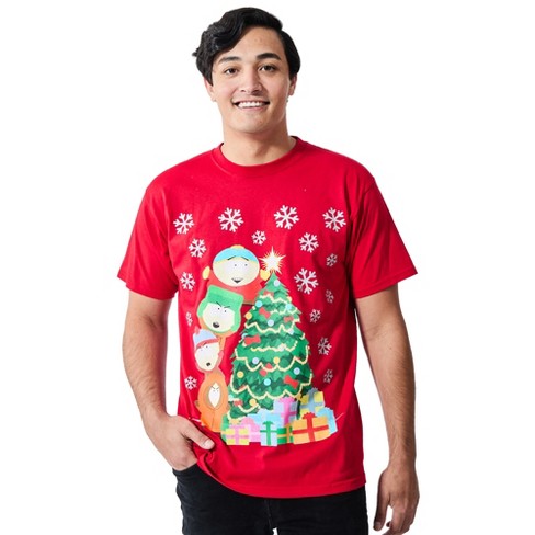 South Park Oversized Group Shot Decorating Christmas Tree Men’s Red Crew Neck Short Sleeve T-shirt - image 1 of 2