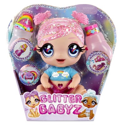 Glitter Babyz Dreamia Stardust with 3 Magical Color Changes Baby Doll - Pink Hair