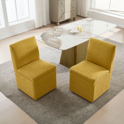 CAVINAS 360 Degree Swivel Dining Chairs Set of 2, Upholstered Kitchen Chairs with Hidden Storage, High-Density Foam & Durable Wooden Frame