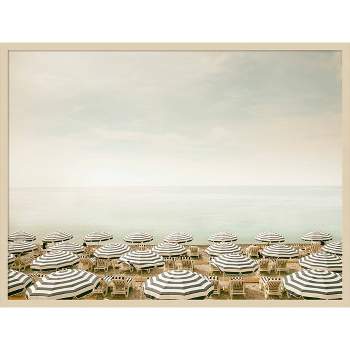 42" x 31" Seaside 4 (Beach) by Carina Okula Framed Wall Art Print Light Brown - Amanti Art