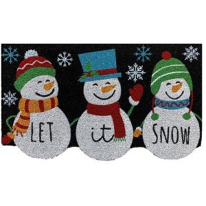 Snowman Trio Coir Winter Doormat 30" x 18" Indoor Outdoor Briarwood Lane - 1 of 3