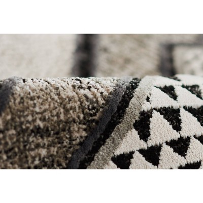 Large Black and White Synthetic Rectangular Rug