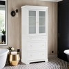 70.1" Modern High Freestanding Tall Bathroom Cabinet with 2 Adjustable Shelves, 3 Drawers, Soft Close Glass Doors - Leovsnove - 2 of 4