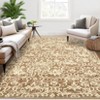 Washable Modern Floral Rug Non Slip Low Pile Rug Soft Contemporary Throw Floor Cover Foldable Indoor Carpet for Living Room Bedroom,Khaki/5'x7' - 2 of 4
