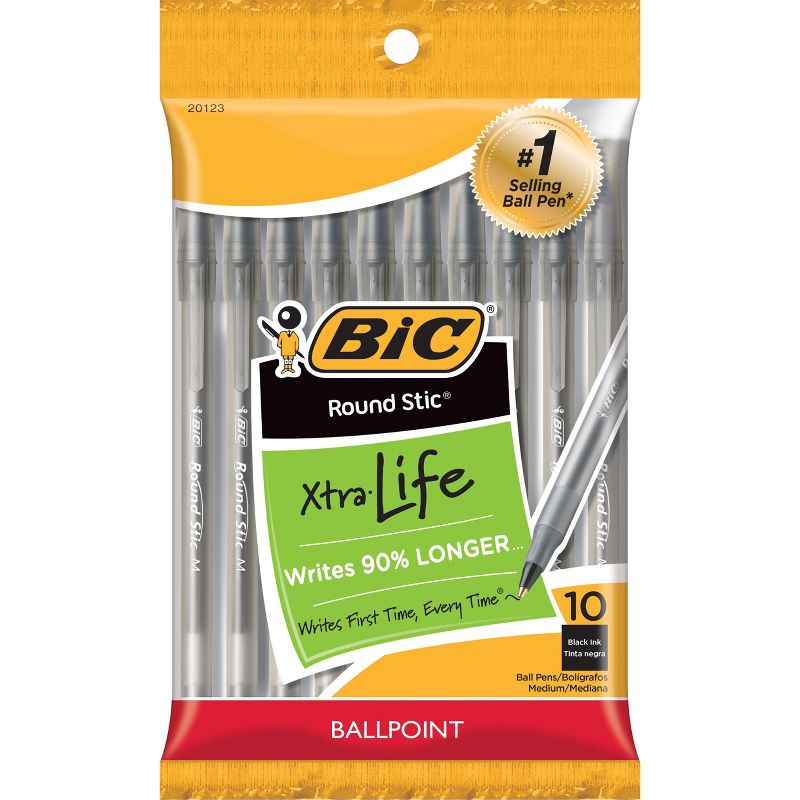 BIC 10pk Xtra Life Ballpoint Pens Medium Tip Black ink, 1 of 7