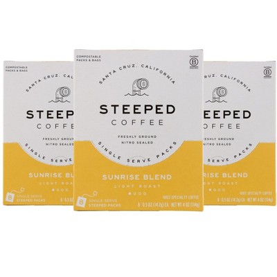 Steeped Coffee Sunrise Blend Light Roast Single Serve Steeped Packs - Case of 3/8 ct