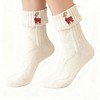 Anna-Kaci Women's 2-Pair Pack Fall Winter Warm Cotton Socks with Cute Christmas Embroidery - 3 of 3