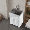 Spassway 24" White Laundry Utility Cabinet with Stainless Steel Sink - 3 of 4
