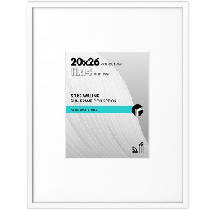 Americanflat 20x26 Picture Frame with Polished Plexiglass - Use as 11x14 Frame with Mat or 20x26 Frame Without Mat - Streamline Collection - White - 1 of 4