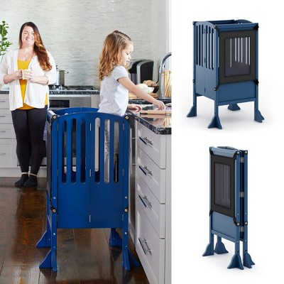 Guidecraft Contemporary Kitchen Helper Step Stool: Adjustable, Folding Montessori Toddler Tower - Safety Learning Furniture