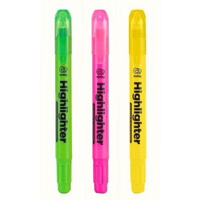 Fluorescent Highlighters w/ Cushion Grip Desk Style (3/pack)