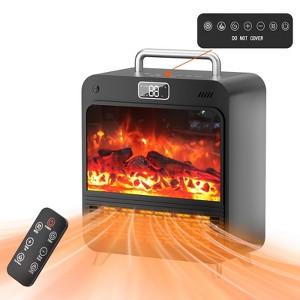KikiBriz Electric Fireplace Heater with Realistic 3D Flame, PTC Ceramic Fast Heating, Overheat Protection, Knob Control, Quiet & Safe - 1 of 4