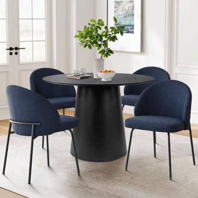 Set of 4 Dining Chairs Modern Upholstered Armless Kitchen Chair with 20 Inch  Wider Seat and Metal Legs for Dining Room,Kitchen-Tanpinhause
