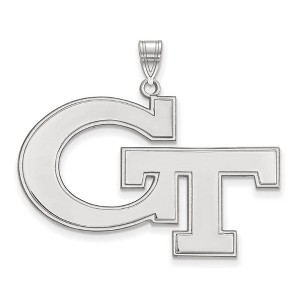 Black Bow Jewelry 10k White Gold Georgia Tech Yellow Jackets NCAA Extra Large Pendant - 1 of 3