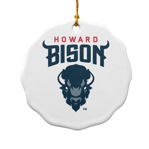 Howard University Bison Primary Logo Porcelain Scalloped Holiday Christmas Tree Ornament  2.8" (7.1 cm) - 1 of 4