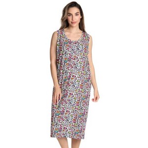 Just Love Womens Nightgown - Sleeveless Henley Oversized Sleepwear Gown - 1 of 3