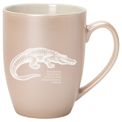 Elanze Designs 10 Ounce Ceramic Decorative Laser Engraved Giftable Novelty Tea Coffee Cup Mug Precious Pearl Alligator Patience Renewal Discipline