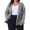 Agnes Orinda Women's Plus Size Business Casual Outfits Lapel Notch Trendy Formal Plaid Office Blazers - 2 of 4