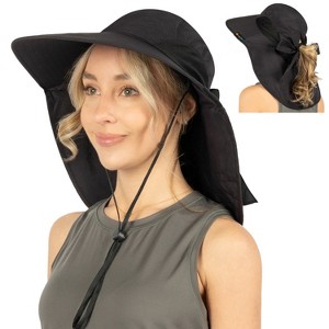 SUN CUBE Wide Brim Sun Hat with Neck Flap, UPF50+ Hiking Safari Fishing Hat for Womens, Sun Protection Beach Hat - 1 of 4